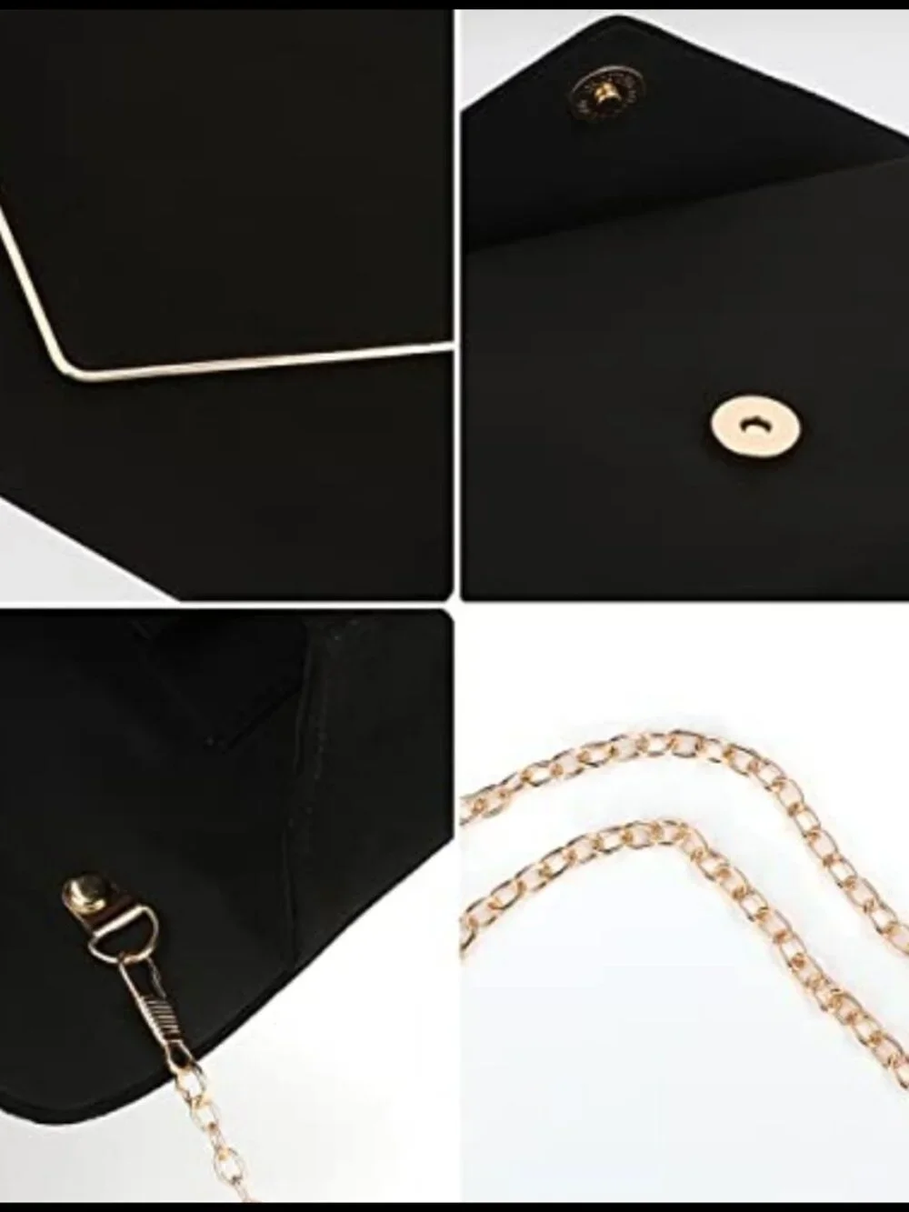 Faux Suede Clutch Purse Evening Bag Detachable Crossbody Chain Women Wedding